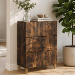 vidaXL Drawer Cabinet 66 x 34.5 x 90 cm Engineered Wood Smoked Oak 4