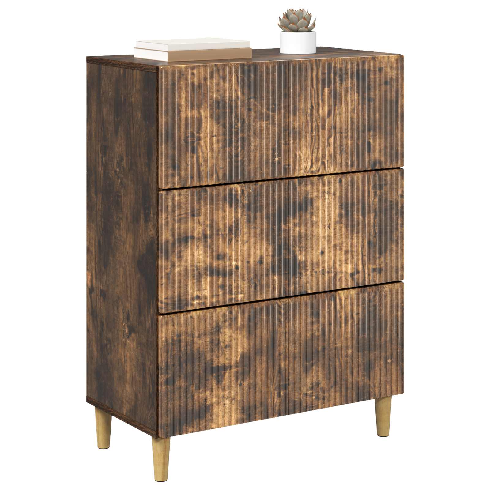 vidaXL Drawer Cabinet 66 x 34.5 x 90 cm Engineered Wood Smoked Oak 3