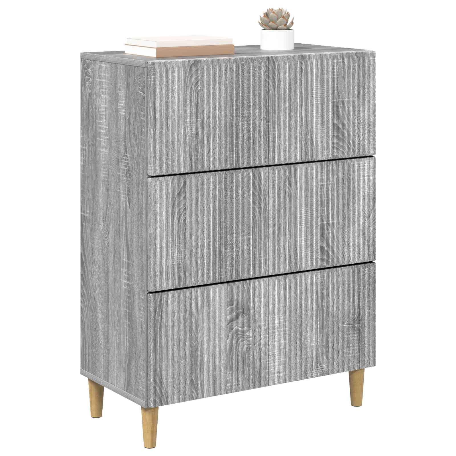 vidaXL Drawer Cabinet 66 x 34.5 x 90 cm Engineered Wood Grey Sonoma 3