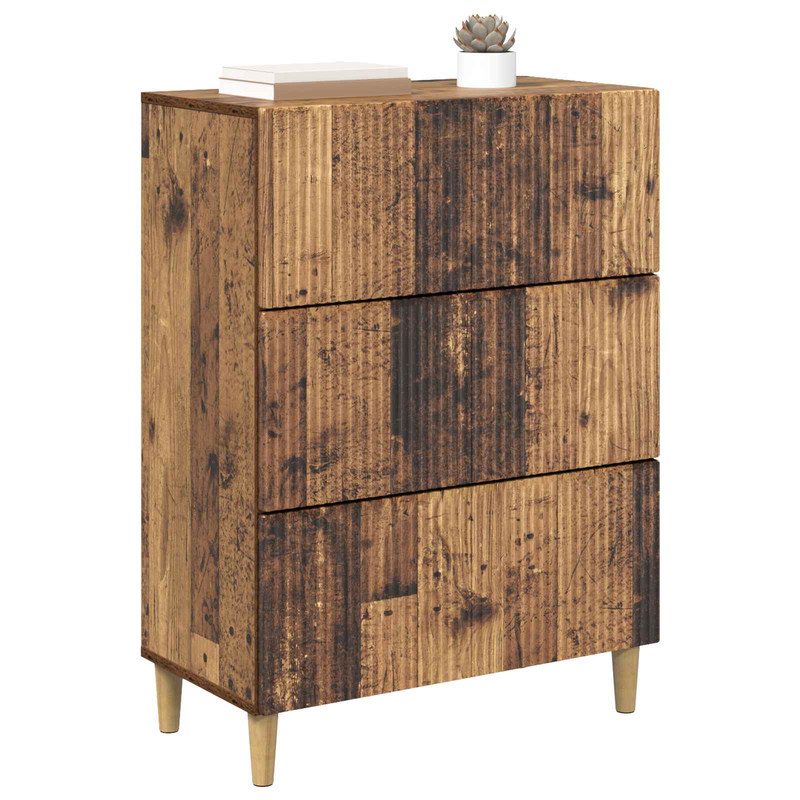 vidaXL Drawer Cabinet 66 x 34.5 x 90 cm Engineered Wood Old Wood 3