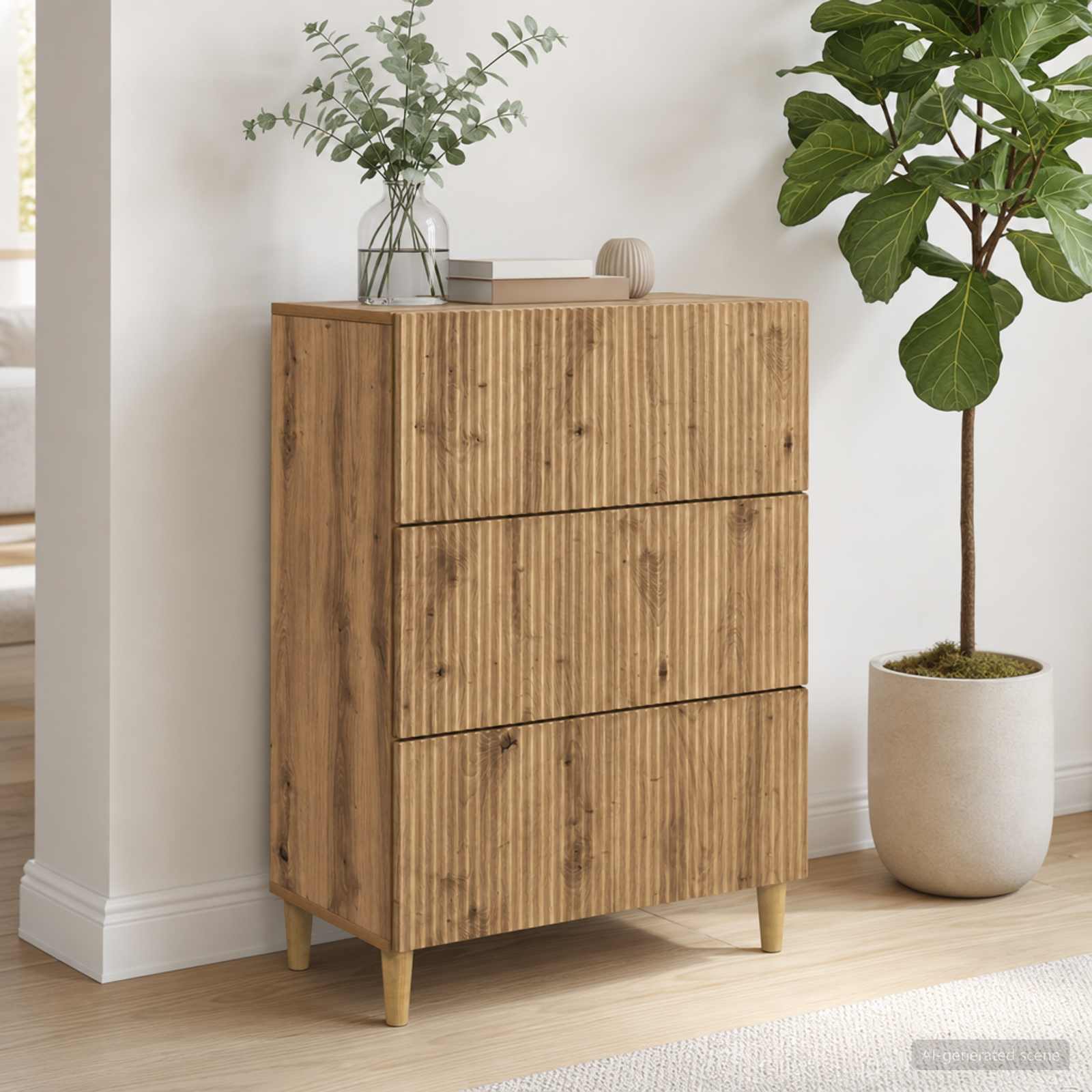 vidaXL Drawer Cabinet 66 x 34.5 x 90 cm Engineered Wood Artisan Oak 4