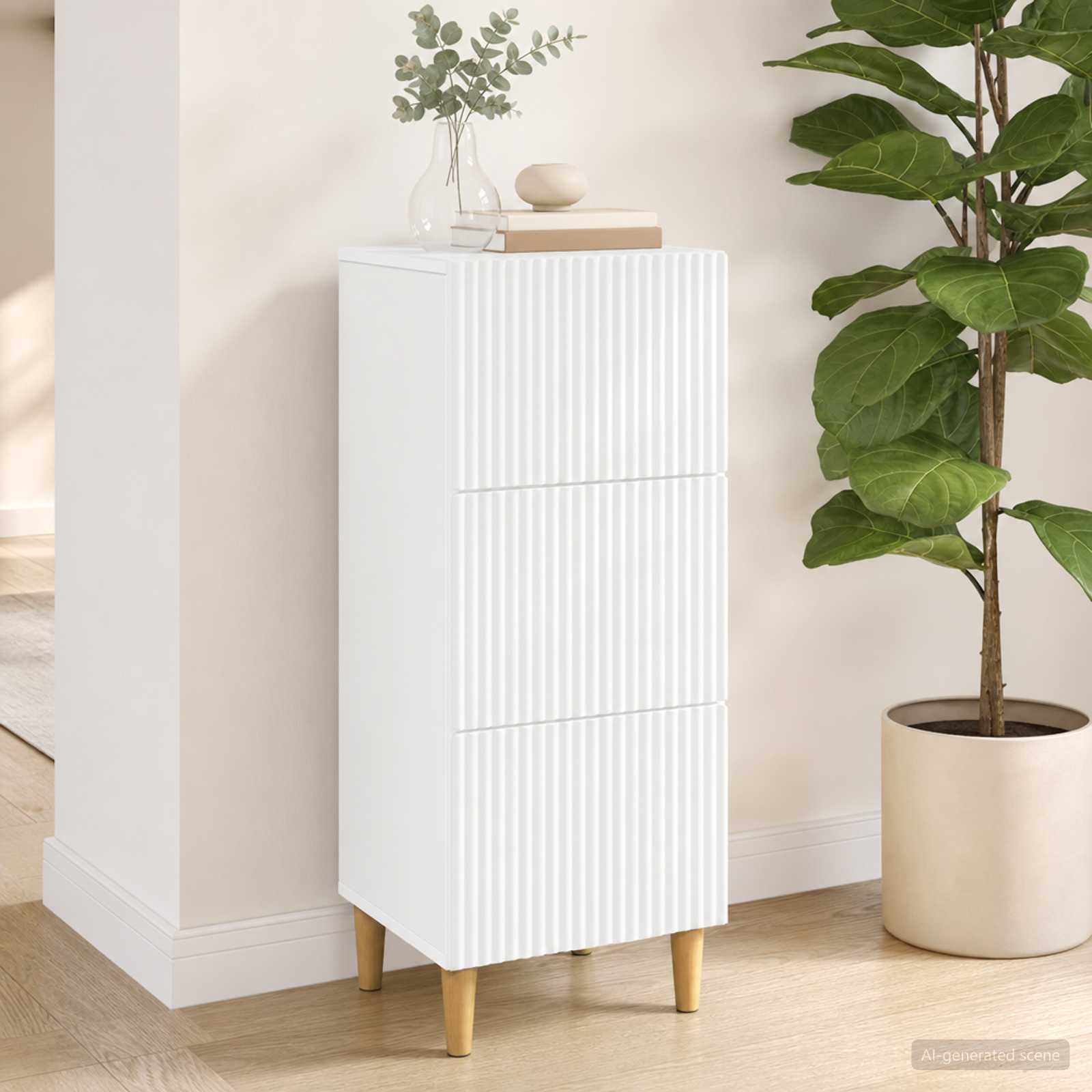 vidaXL Drawer Cabinet White 33 x 34.5 x 90 cm Engineered Wood 1
