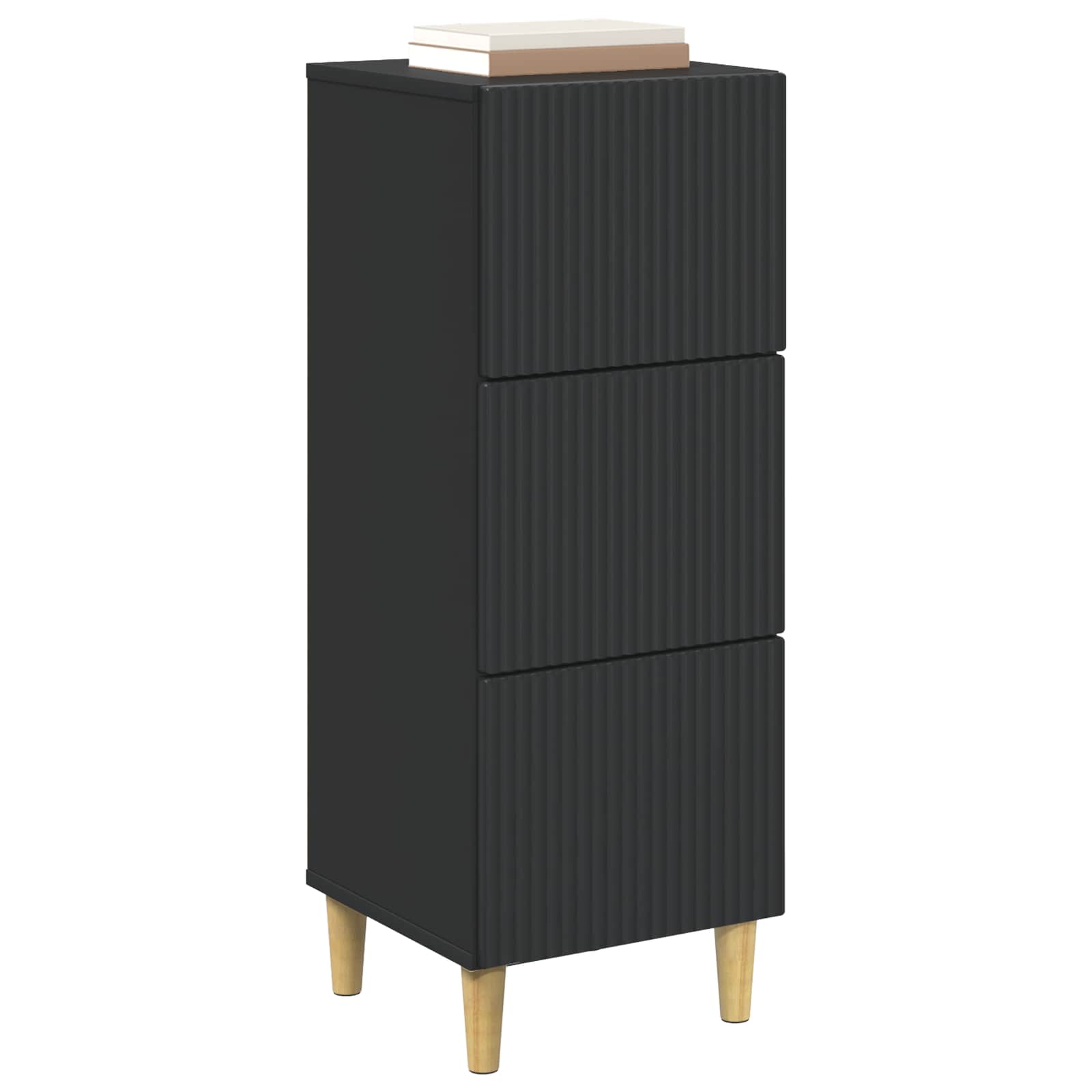 vidaXL Drawer Cabinet Black 33 x 34.5 x 90 cm Engineered Wood 3