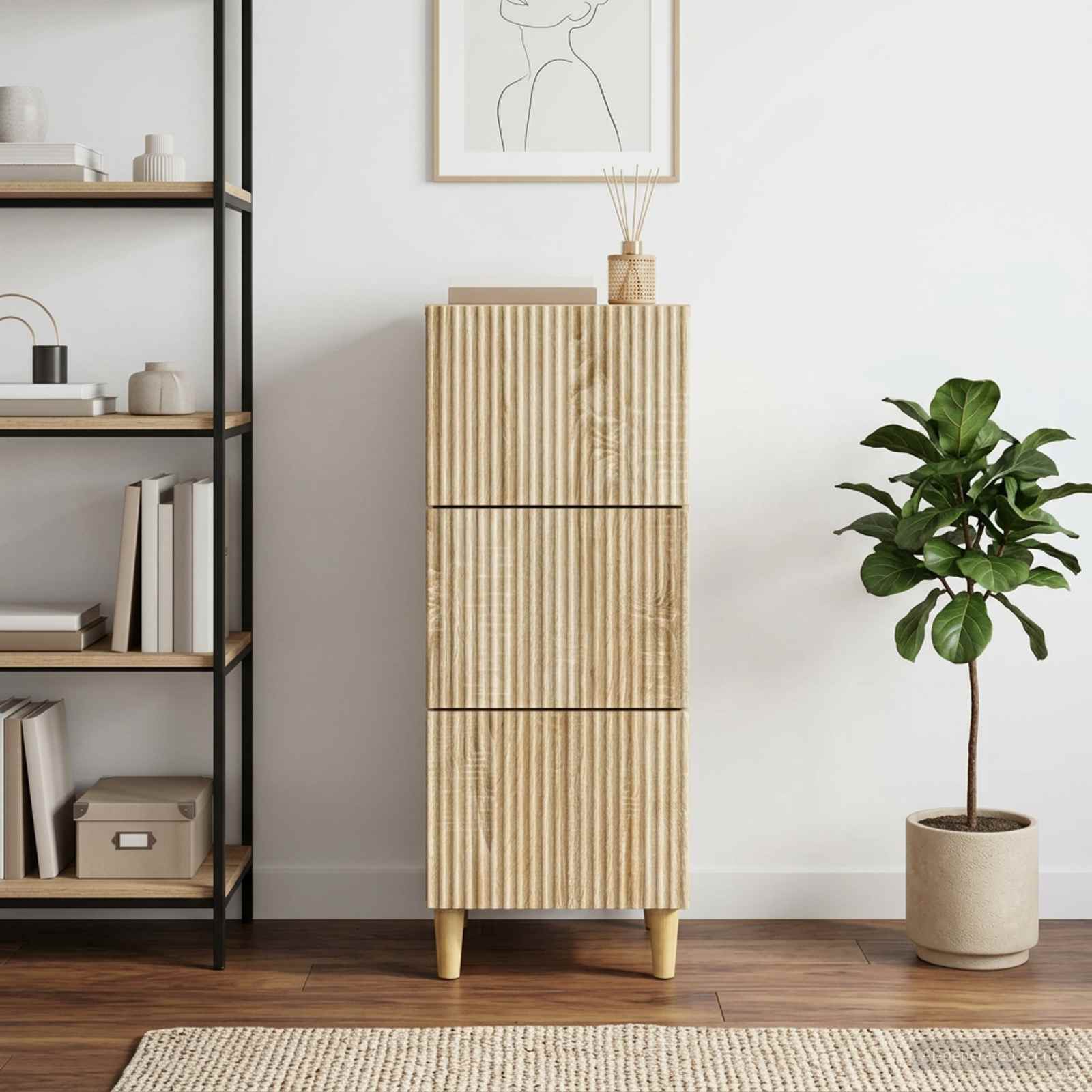 vidaXL Drawer Cabinet Sonoma Oak 33 x 34.5 x 90 cm Engineered Wood 1