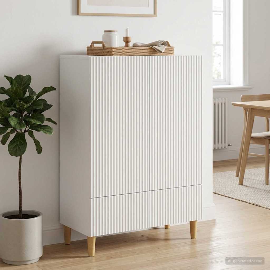 Sideboard 66 x 34.5 x 95 cm Engineered Wood White