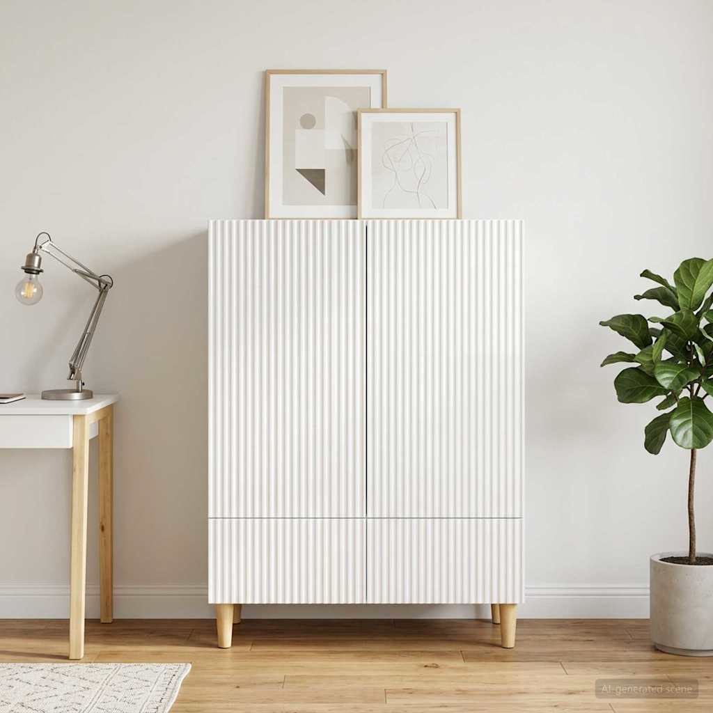 Sideboard 66 x 34.5 x 95 cm Engineered Wood High gloss white