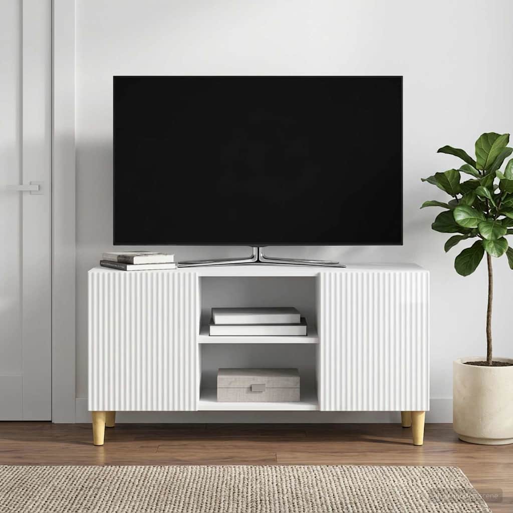 TV Cabinet 102 x 34.5 x 50 cm Engineered Wood High gloss white