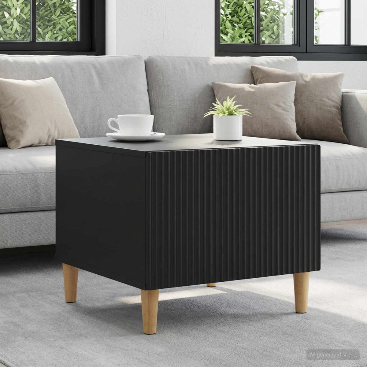 Coffee Table 49 x 50 x 40 cm Engineered Wood Black