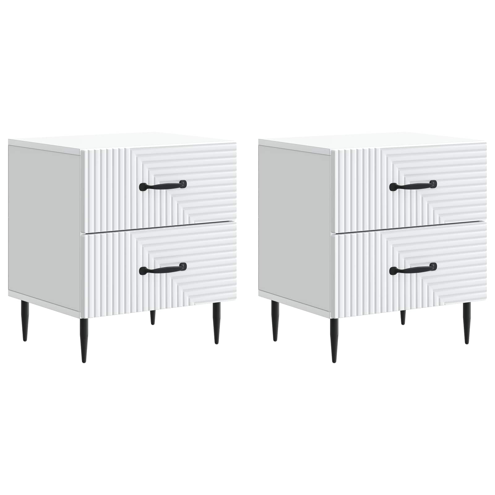 vidaXL Bedside Cabinet 2 pcs White 43 x 34.5 x 47.5 cm Engineered Wood 2