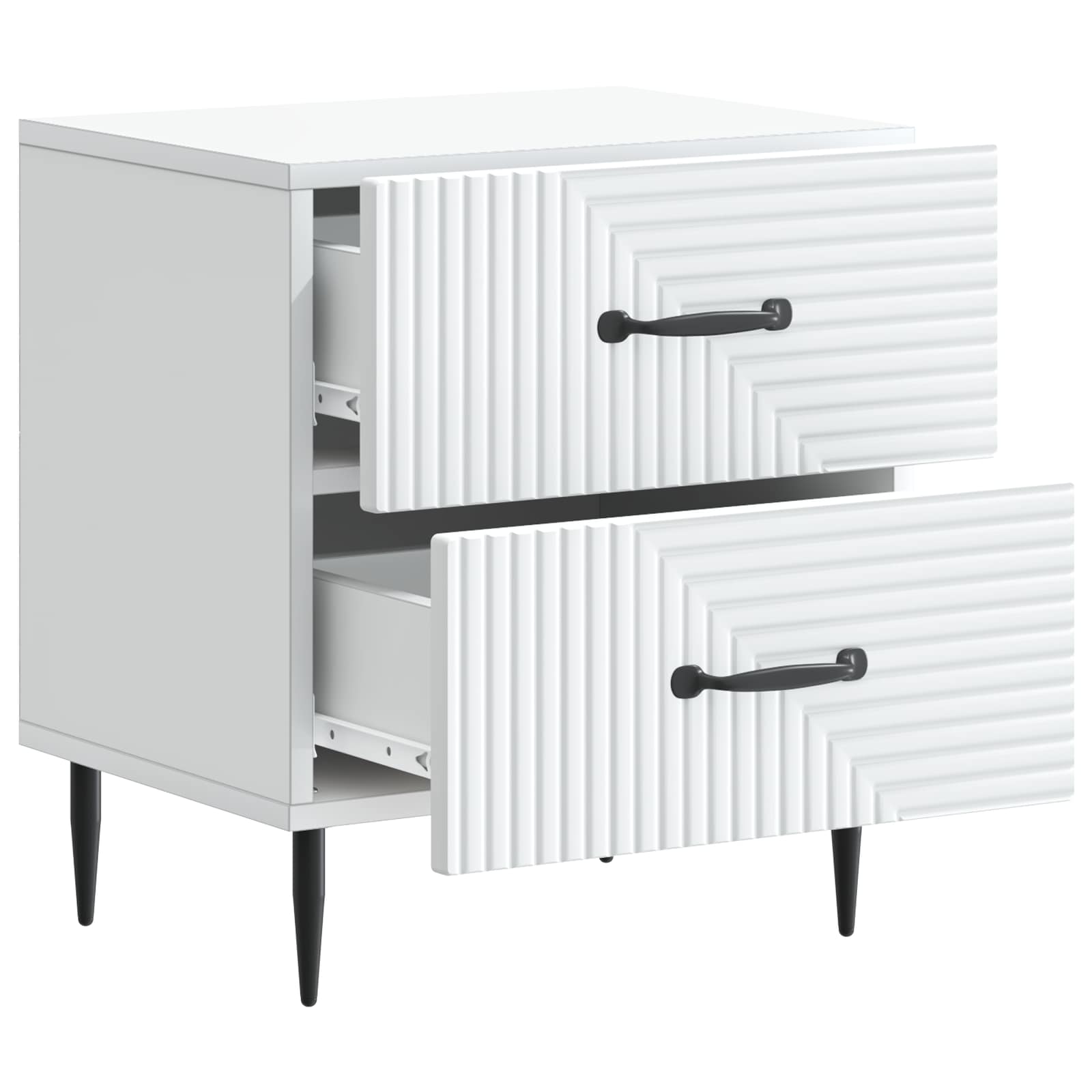 vidaXL Bedside Cabinet 2 pcs White 43 x 34.5 x 47.5 cm Engineered Wood 6