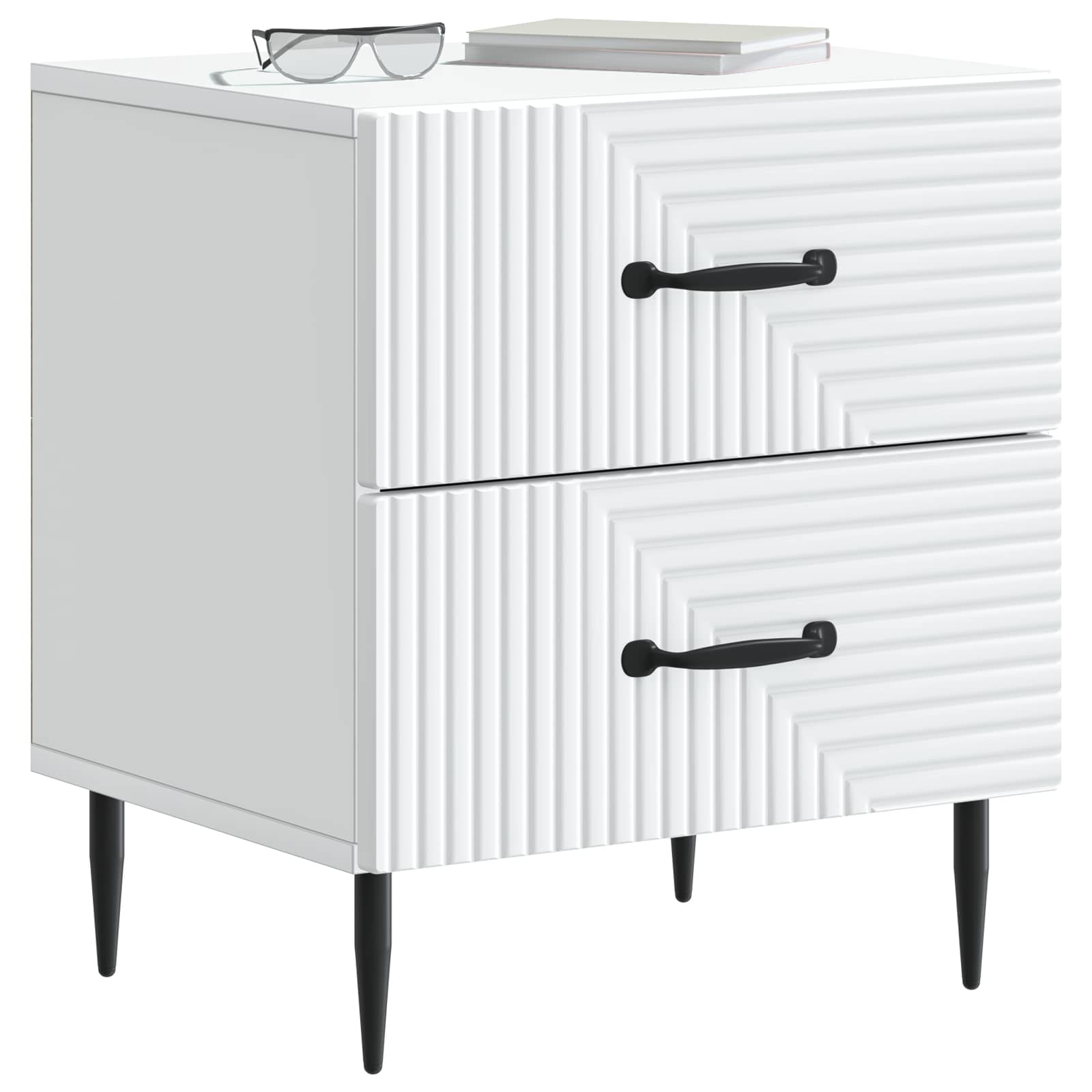 vidaXL Bedside Cabinet 2 pcs White 43 x 34.5 x 47.5 cm Engineered Wood 3