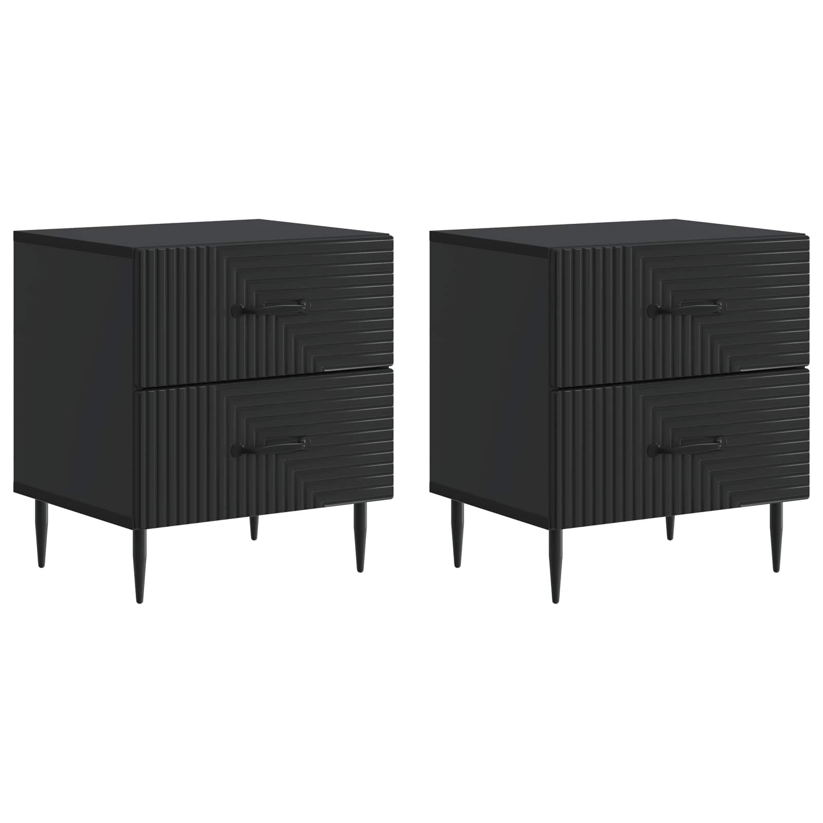 vidaXL Bedside Cabinet 2 pcs Black 43 x 34.5 x 47.5 cm Engineered Wood 2