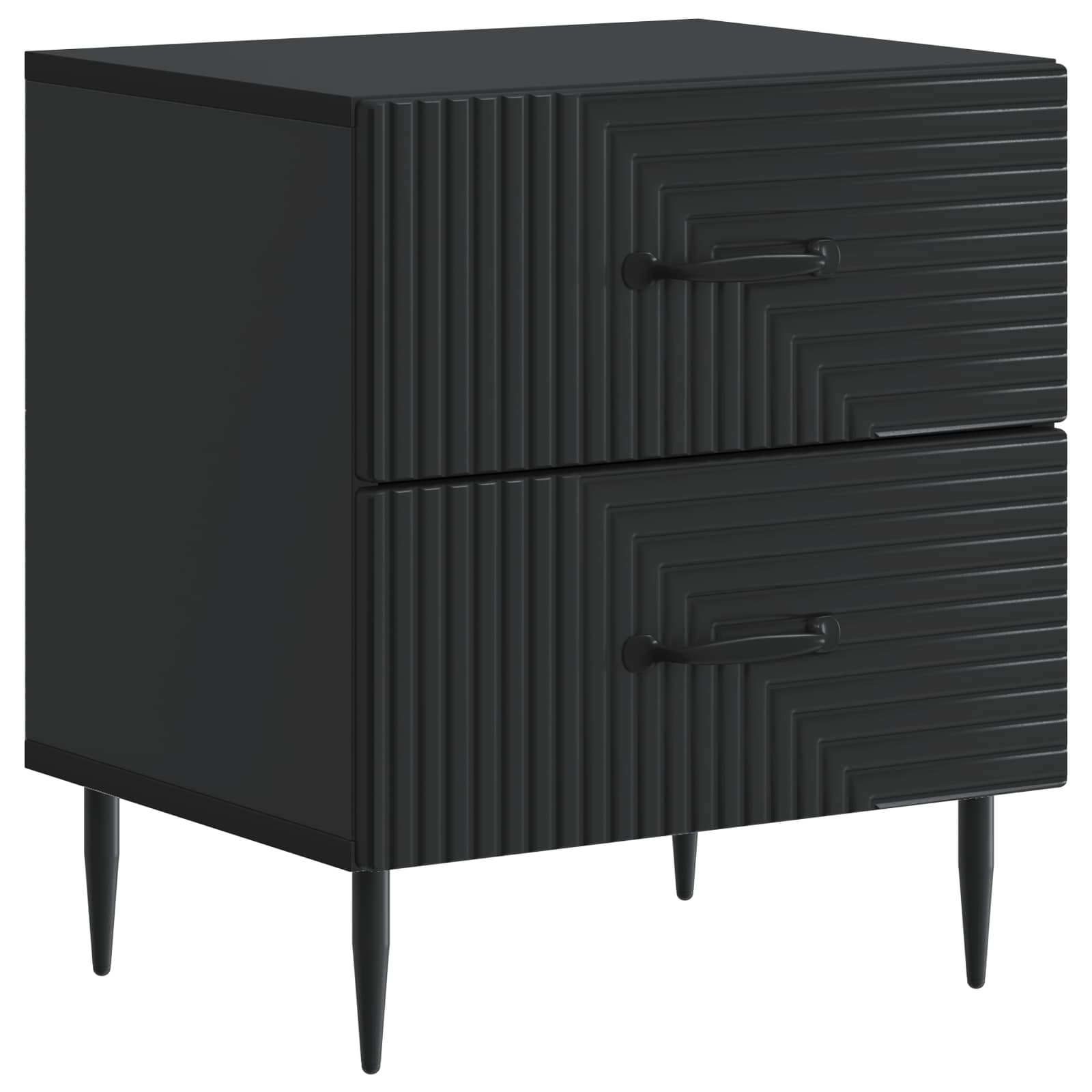 vidaXL Bedside Cabinet 2 pcs Black 43 x 34.5 x 47.5 cm Engineered Wood 5