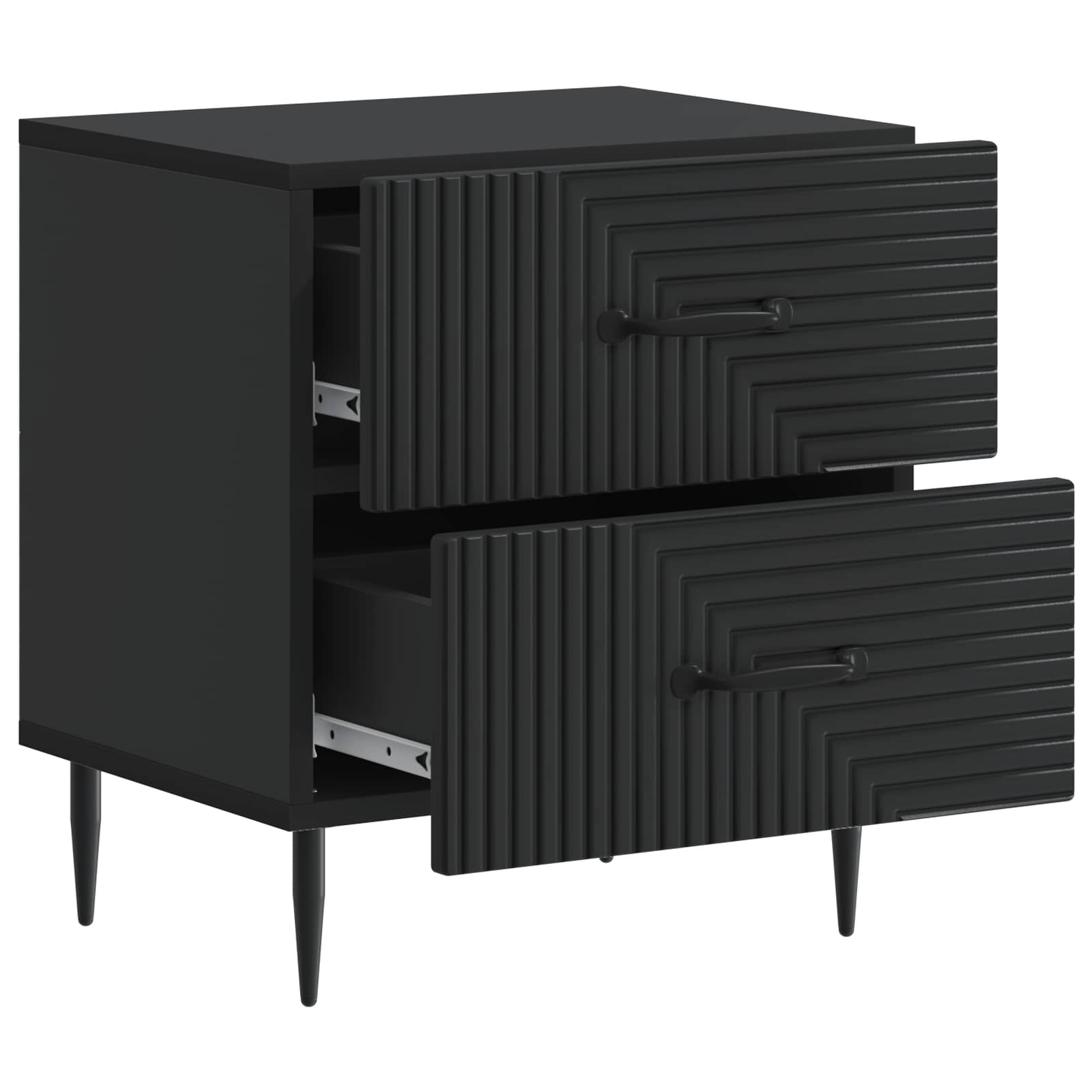vidaXL Bedside Cabinet 2 pcs Black 43 x 34.5 x 47.5 cm Engineered Wood 6