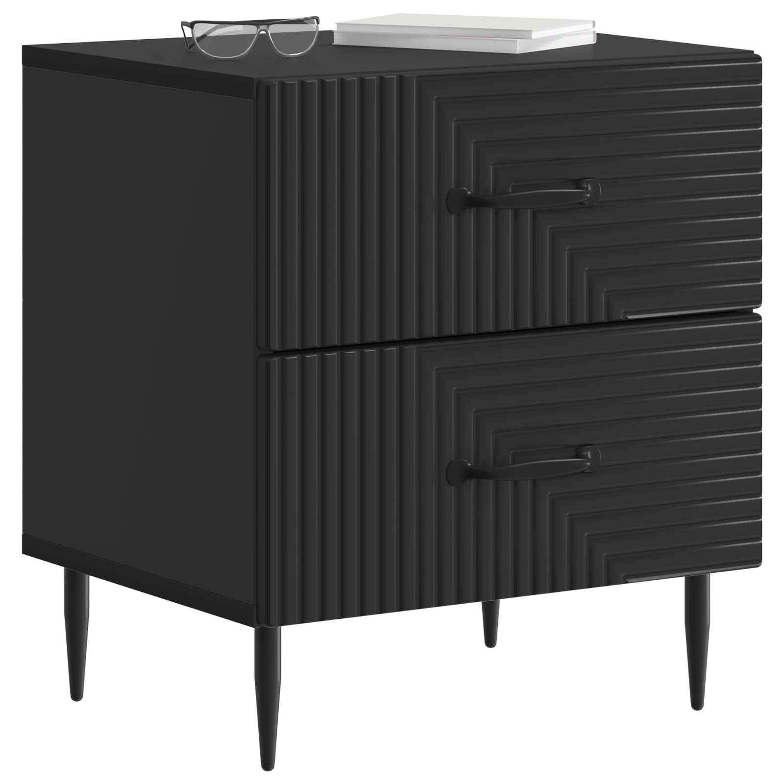vidaXL Bedside Cabinet 2 pcs Black 43 x 34.5 x 47.5 cm Engineered Wood 3