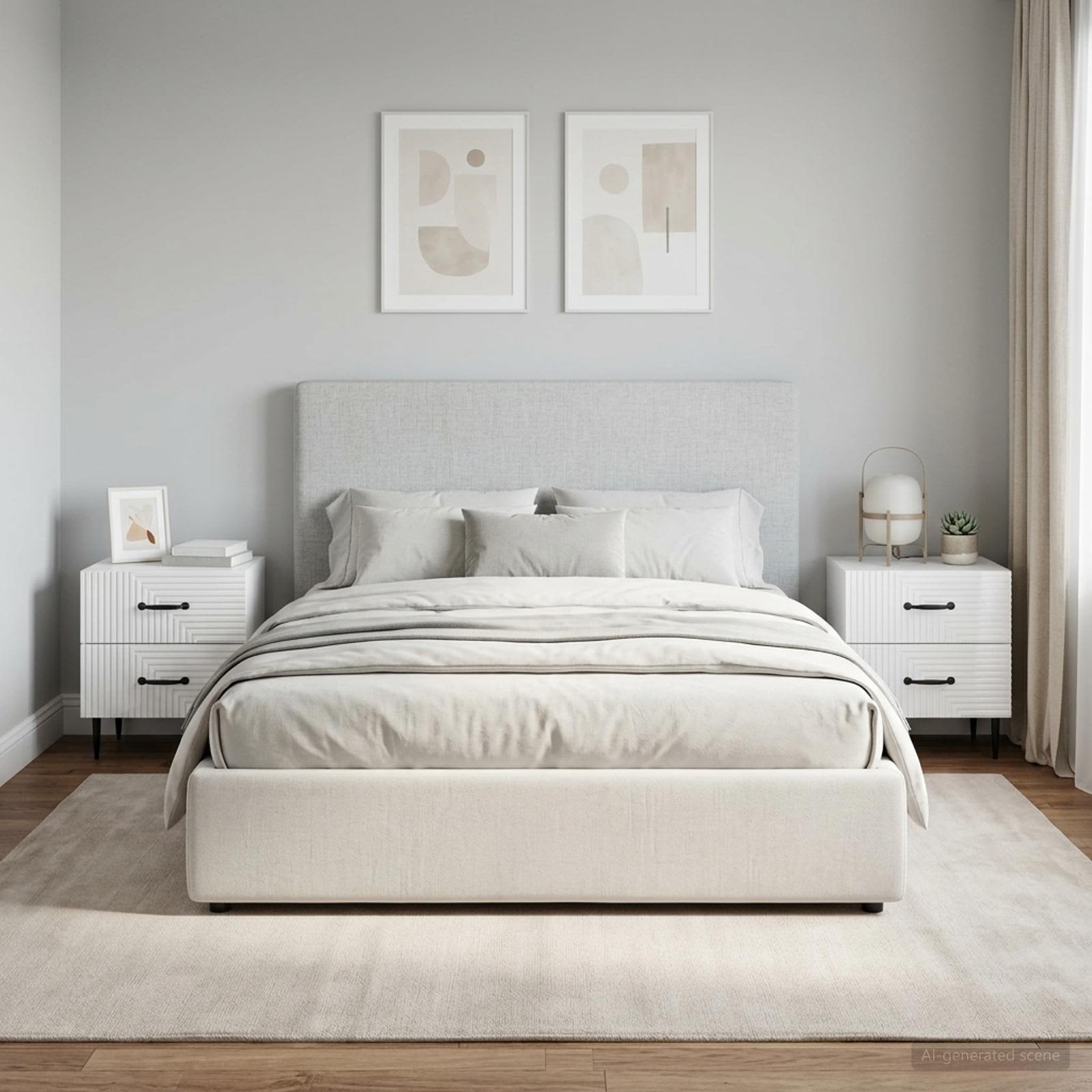 vidaXL Bedside Cabinet 2 pcs High Gloss White 43 x 34.5 x 47.5 cm 1