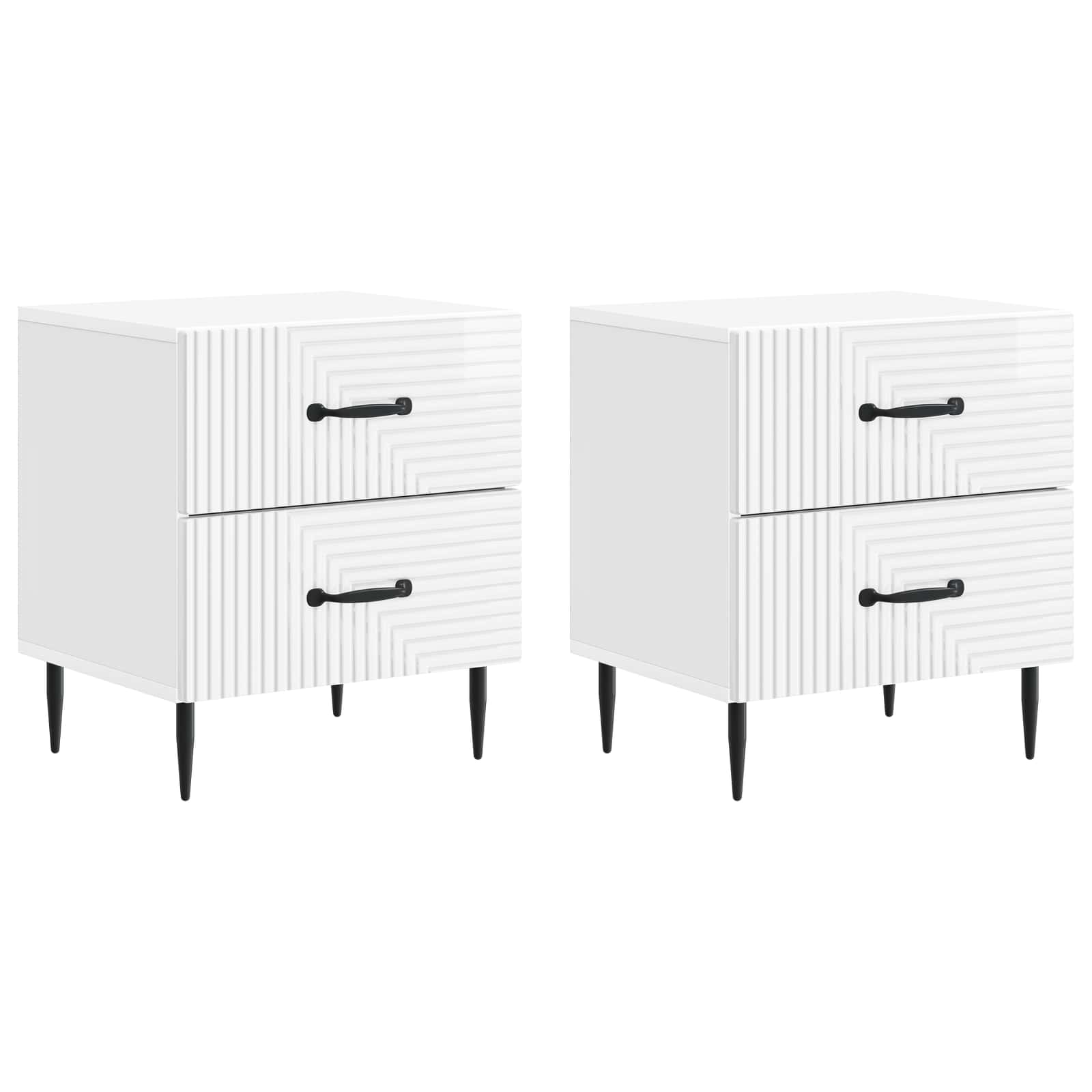 vidaXL Bedside Cabinet 2 pcs High Gloss White 43 x 34.5 x 47.5 cm 2