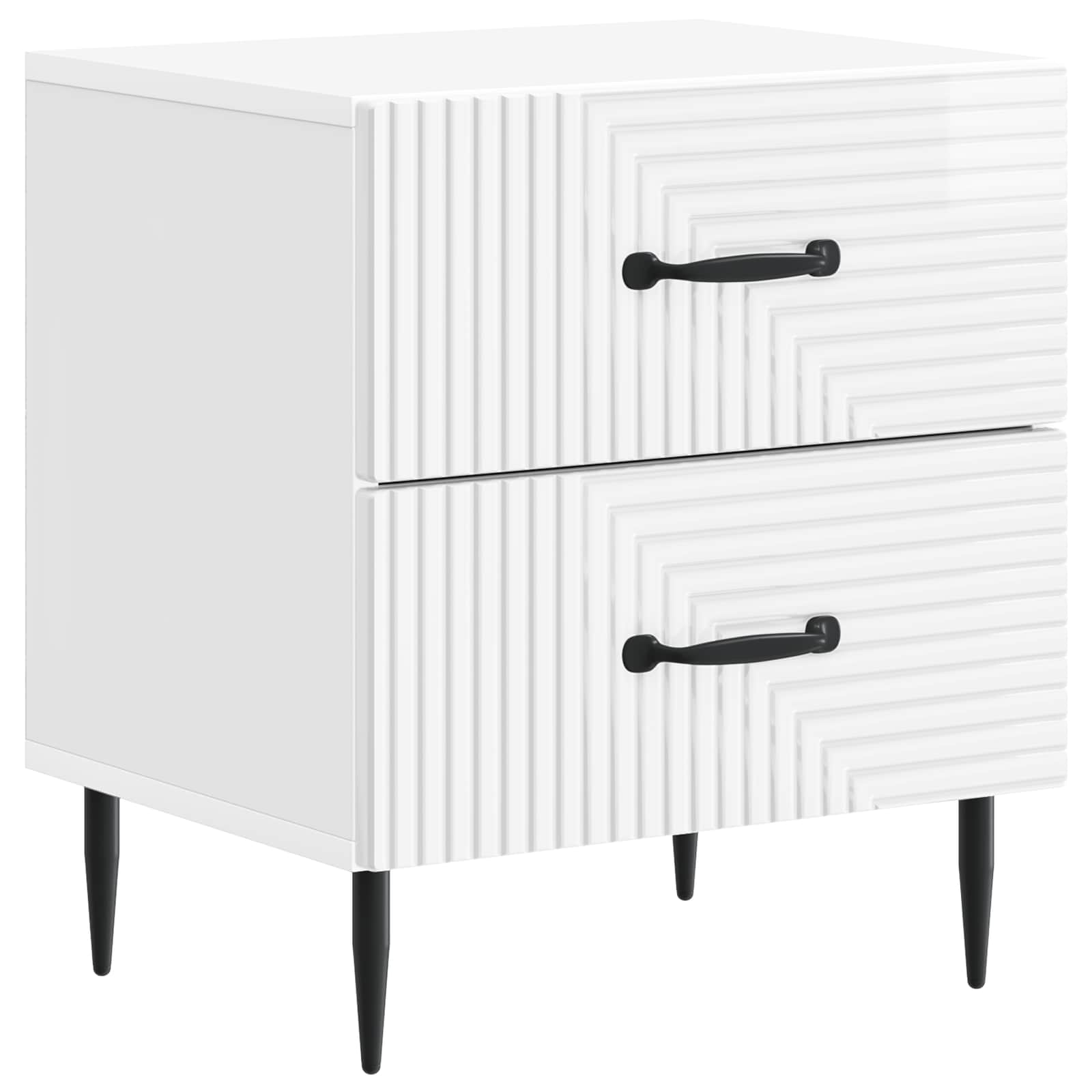 vidaXL Bedside Cabinet 2 pcs High Gloss White 43 x 34.5 x 47.5 cm 5