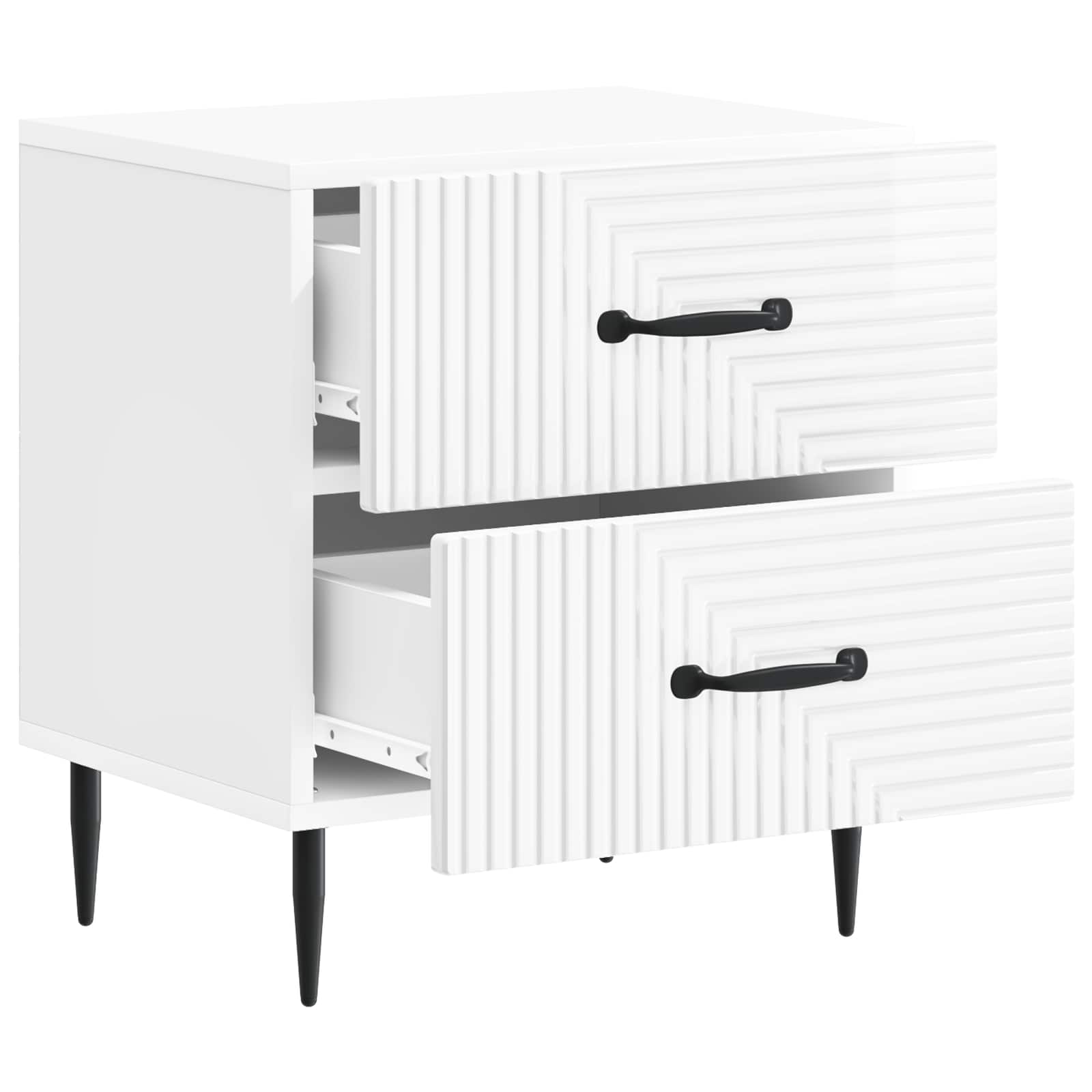 vidaXL Bedside Cabinet 2 pcs High Gloss White 43 x 34.5 x 47.5 cm 6