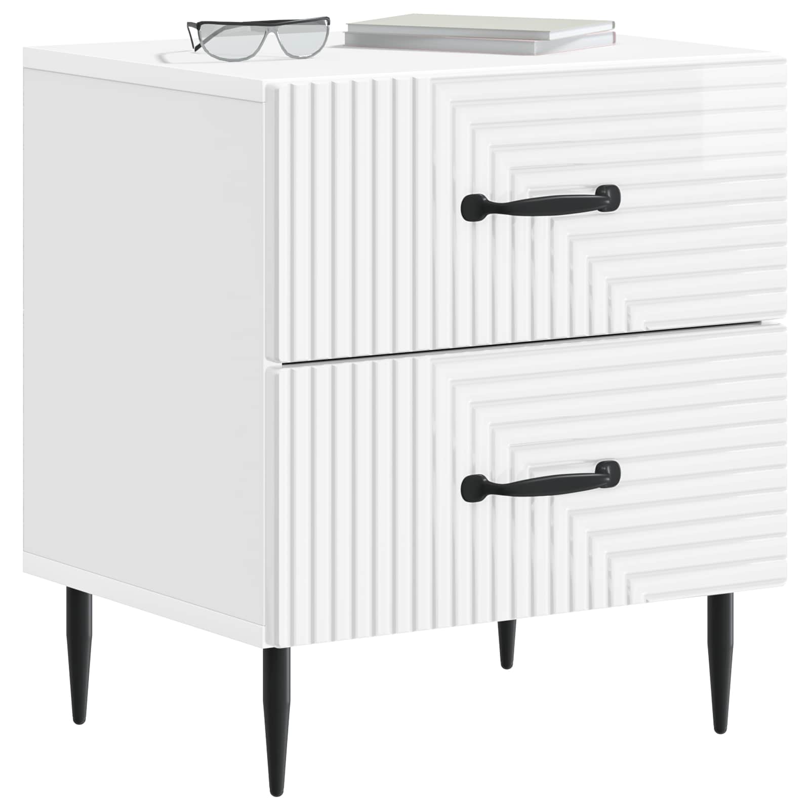 vidaXL Bedside Cabinet 2 pcs High Gloss White 43 x 34.5 x 47.5 cm 3