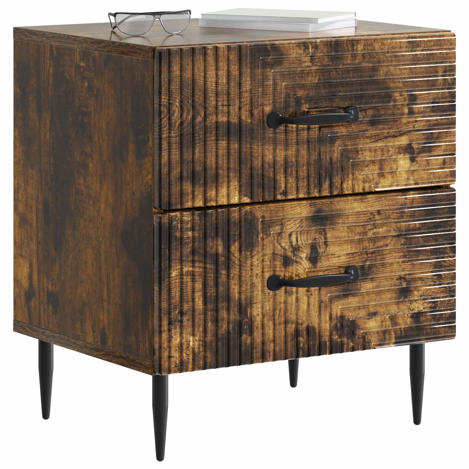 vidaXL Bedside Cabinet Smoked Oak 43 x 34.5 x 47.5 cm Engineered Wood 3