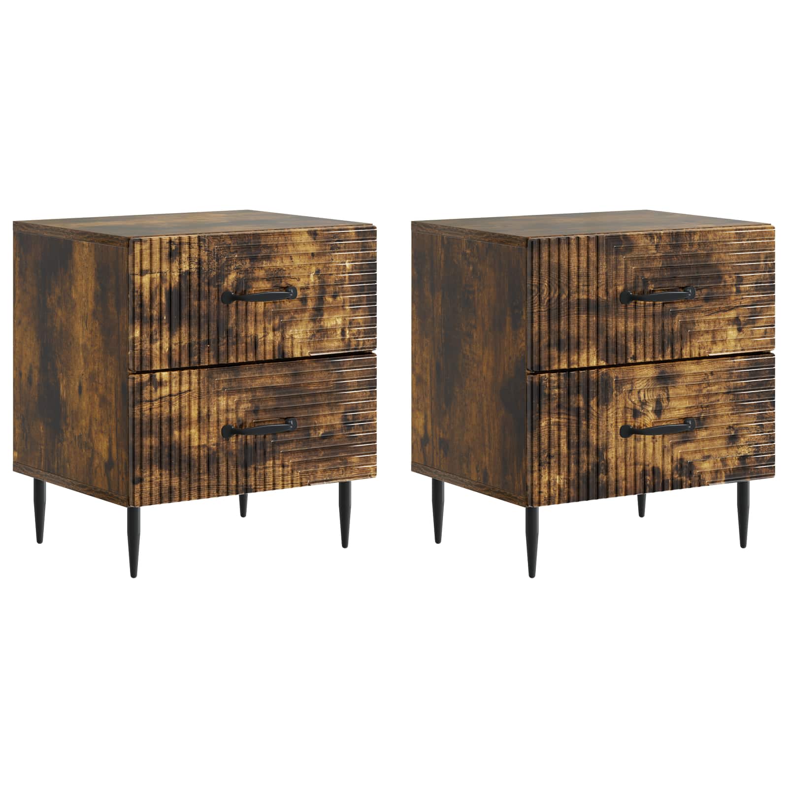 vidaXL Bedside Cabinet 2 pcs Smoked Oak 43 x 34.5 x 47.5 cm 2