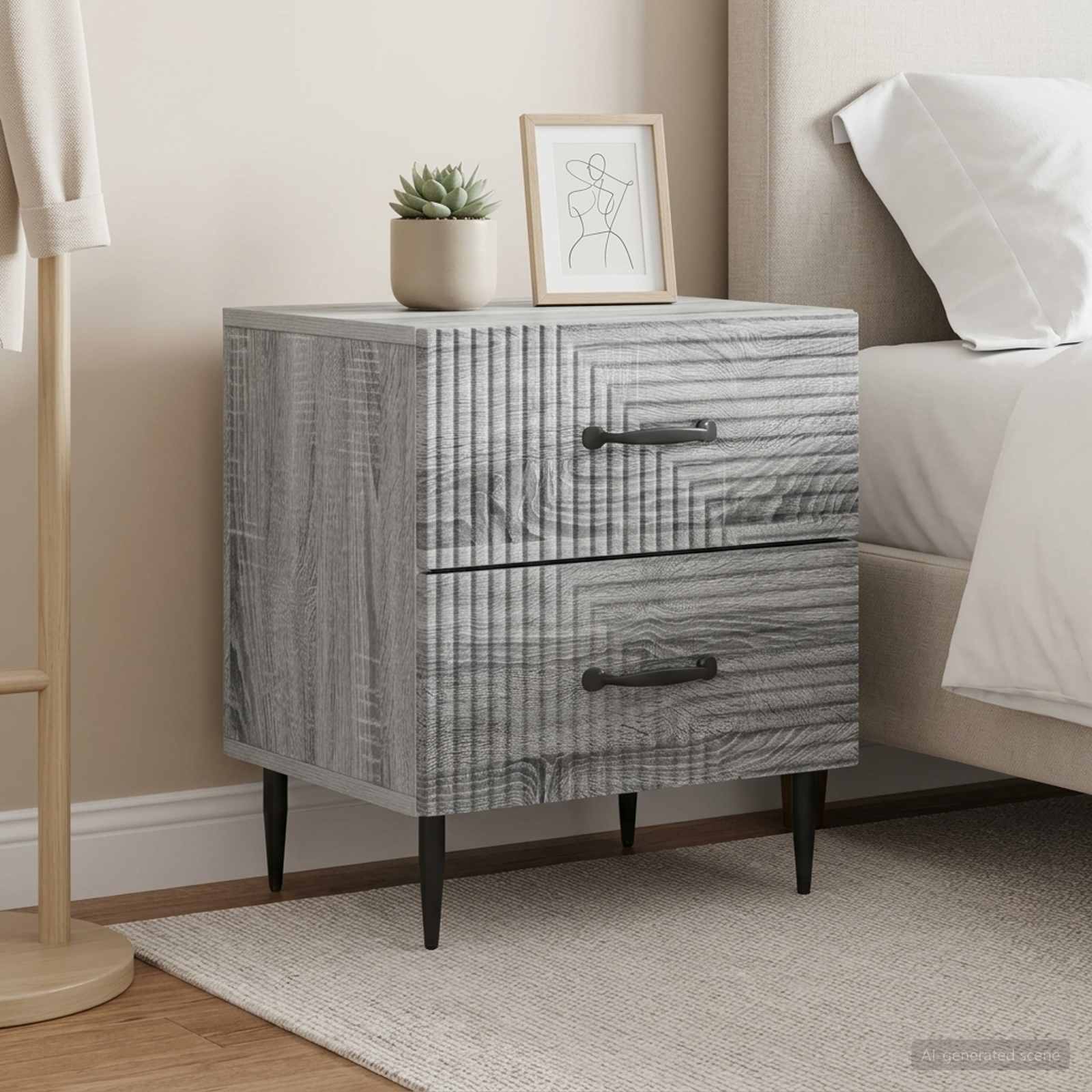 vidaXL Bedside Cabinet 2 pcs Grey Sonoma 43 x 34.5 x 47.5 cm 1