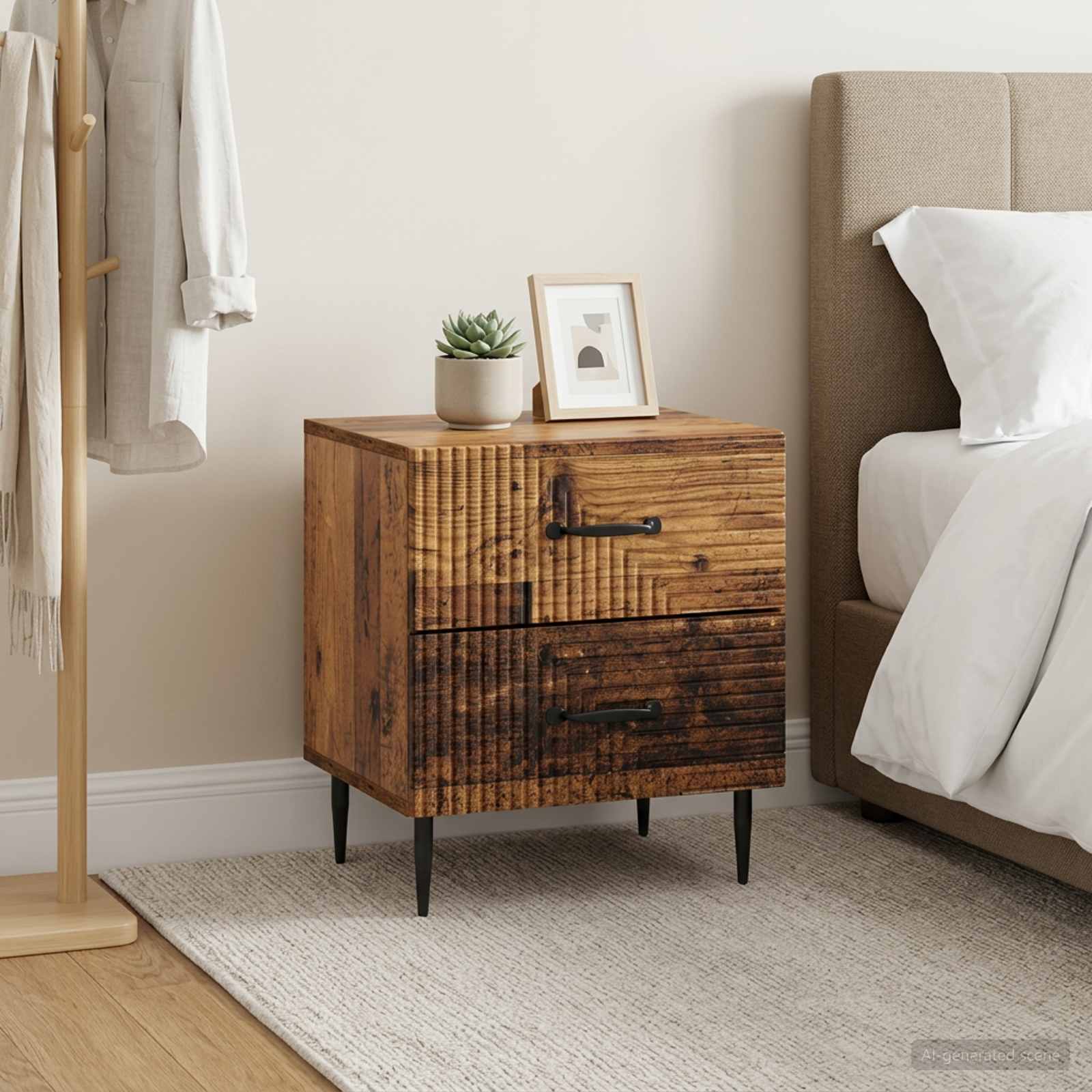 vidaXL Bedside Cabinet 2 pcs Old Wood 43 x 34.5 x 47.5 cm 1