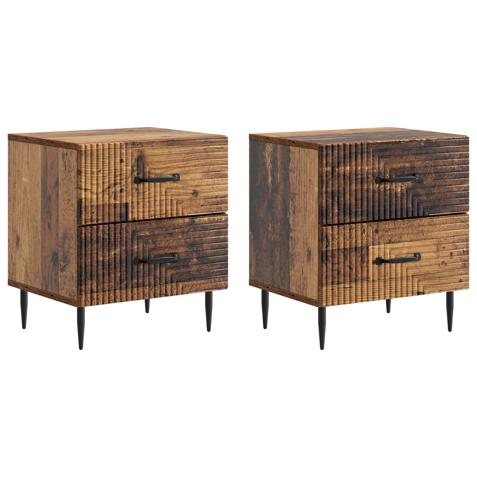 vidaXL Bedside Cabinet 2 pcs Old Wood 43 x 34.5 x 47.5 cm 2