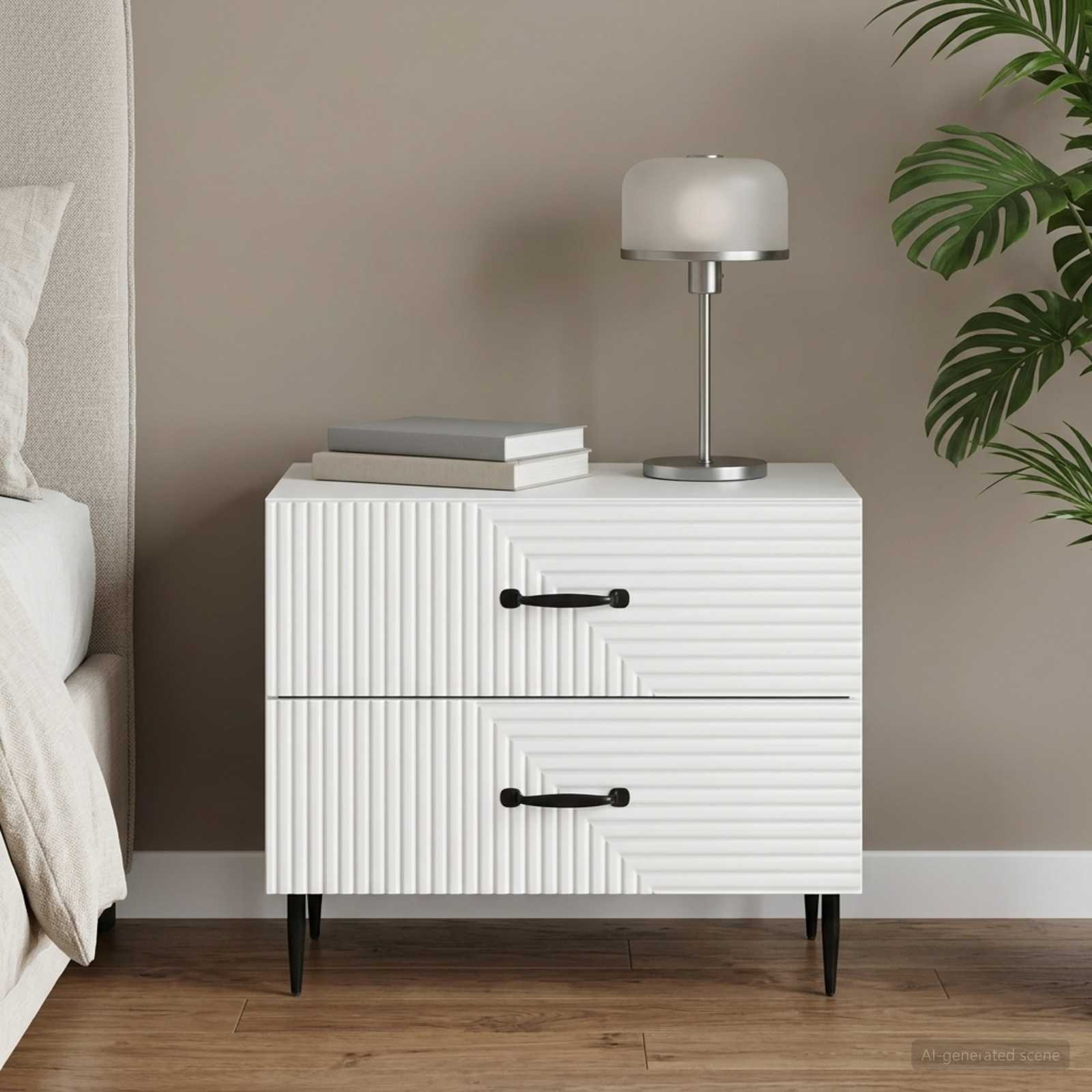 vidaXL Bedside Cabinet White 62 x 34.5 x 47.5 cm Engineered Wood 1