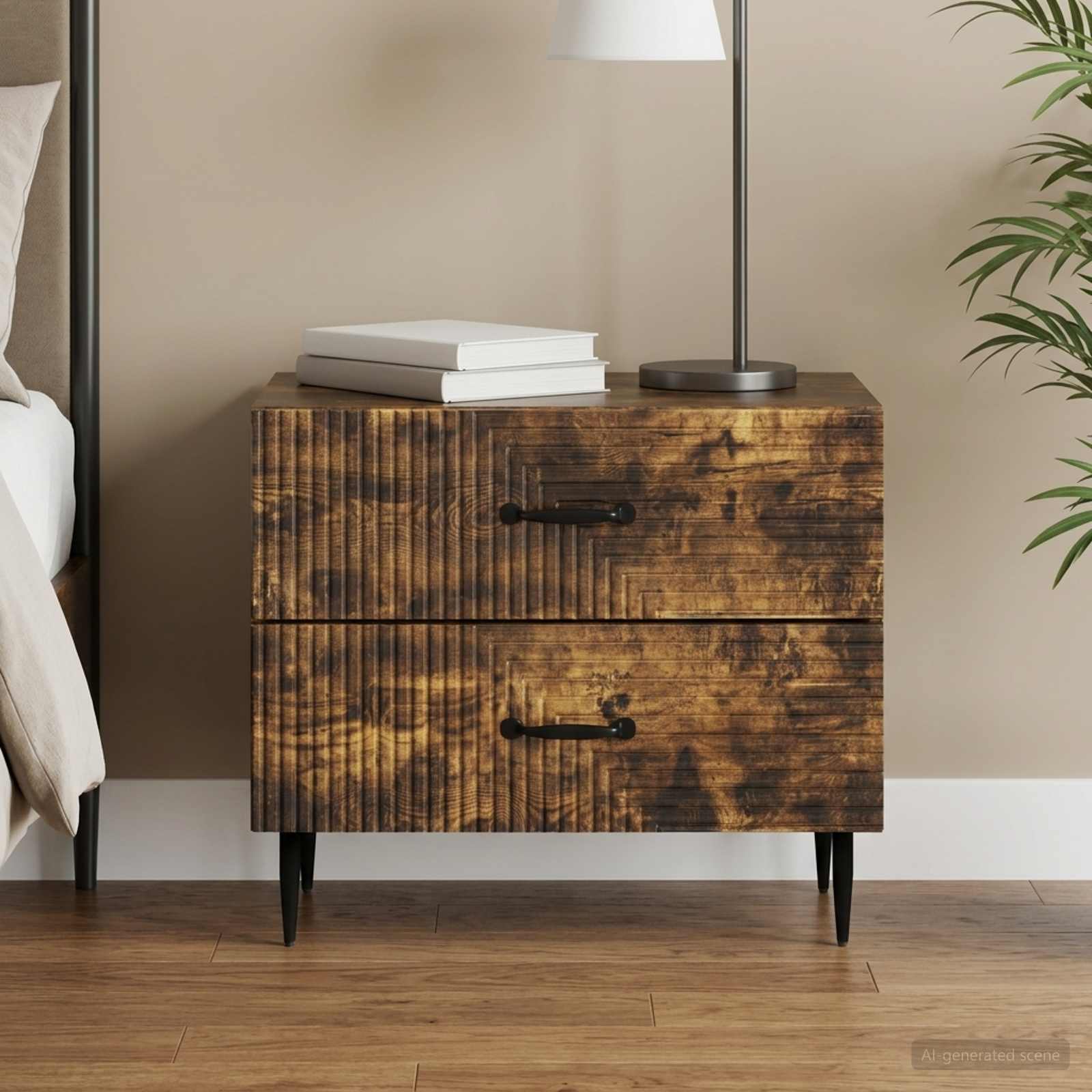 vidaXL Bedside Cabinet Smoked Oak 62 x 34.5 x 47.5 cm Engineered Wood 1