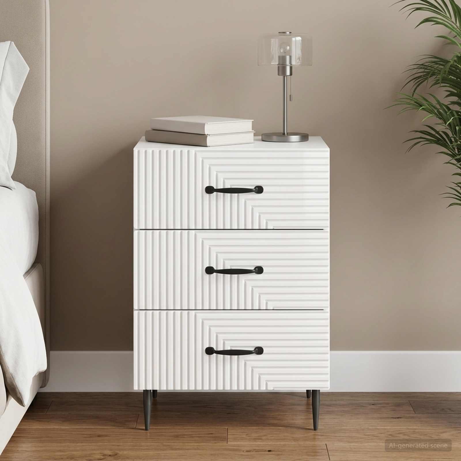 vidaXL Bedside Cabinet with Drawer High Gloss White 43 x 41 x 66.5 cm 1