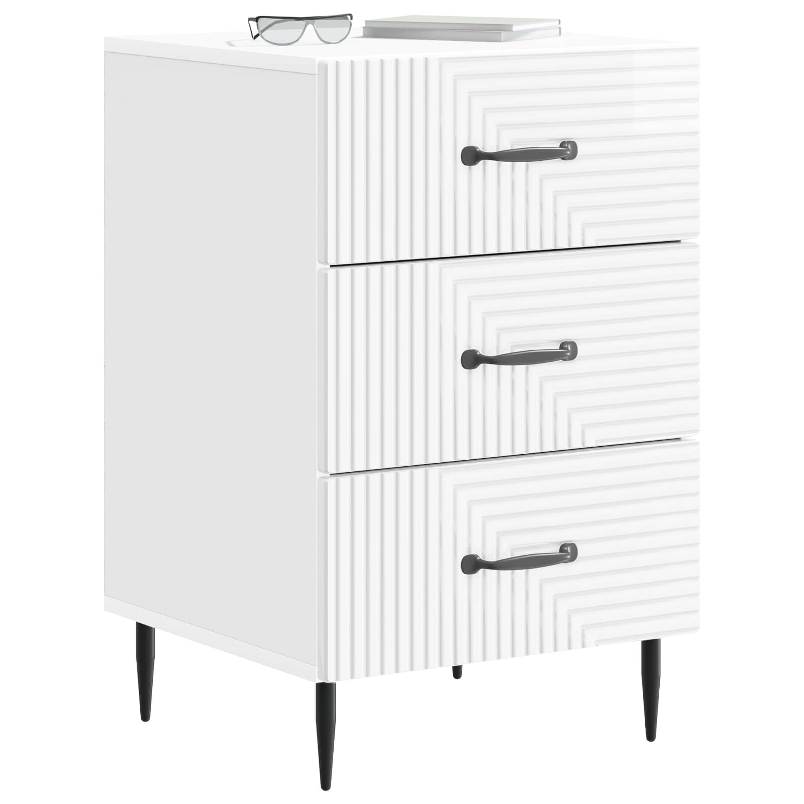 vidaXL Bedside Cabinet with Drawer High Gloss White 43 x 41 x 66.5 cm 3