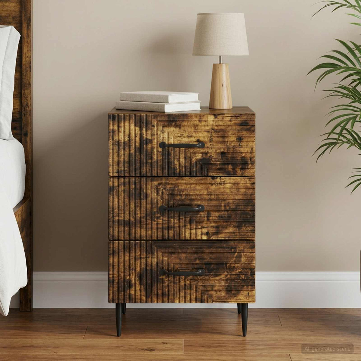 vidaXL Bedside Cabinet Smoked Oak 43 x 41 x 66.5 cm Engineered Wood 1
