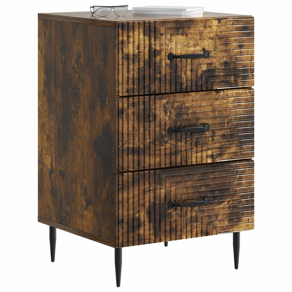 vidaXL Bedside Cabinet Smoked Oak 43 x 41 x 66.5 cm Engineered Wood 3