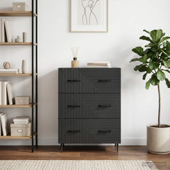 vidaXL Drawer Cabinet Black 66 x 34.5 x 89.5 cm Engineered Wood 1
