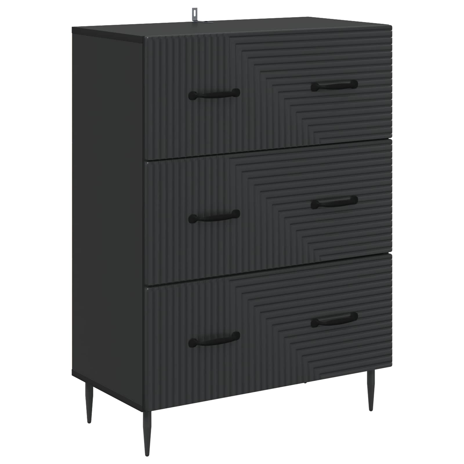 vidaXL Drawer Cabinet Black 66 x 34.5 x 89.5 cm Engineered Wood 2
