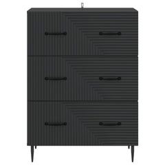 vidaXL Drawer Cabinet Black 66 x 34.5 x 89.5 cm Engineered Wood 6