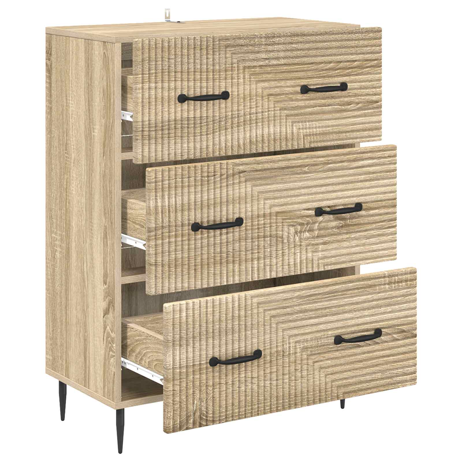 vidaXL Drawer Cabinet Sonoma Oak 66 x 34.5 x 89.5 cm Engineered Wood 5
