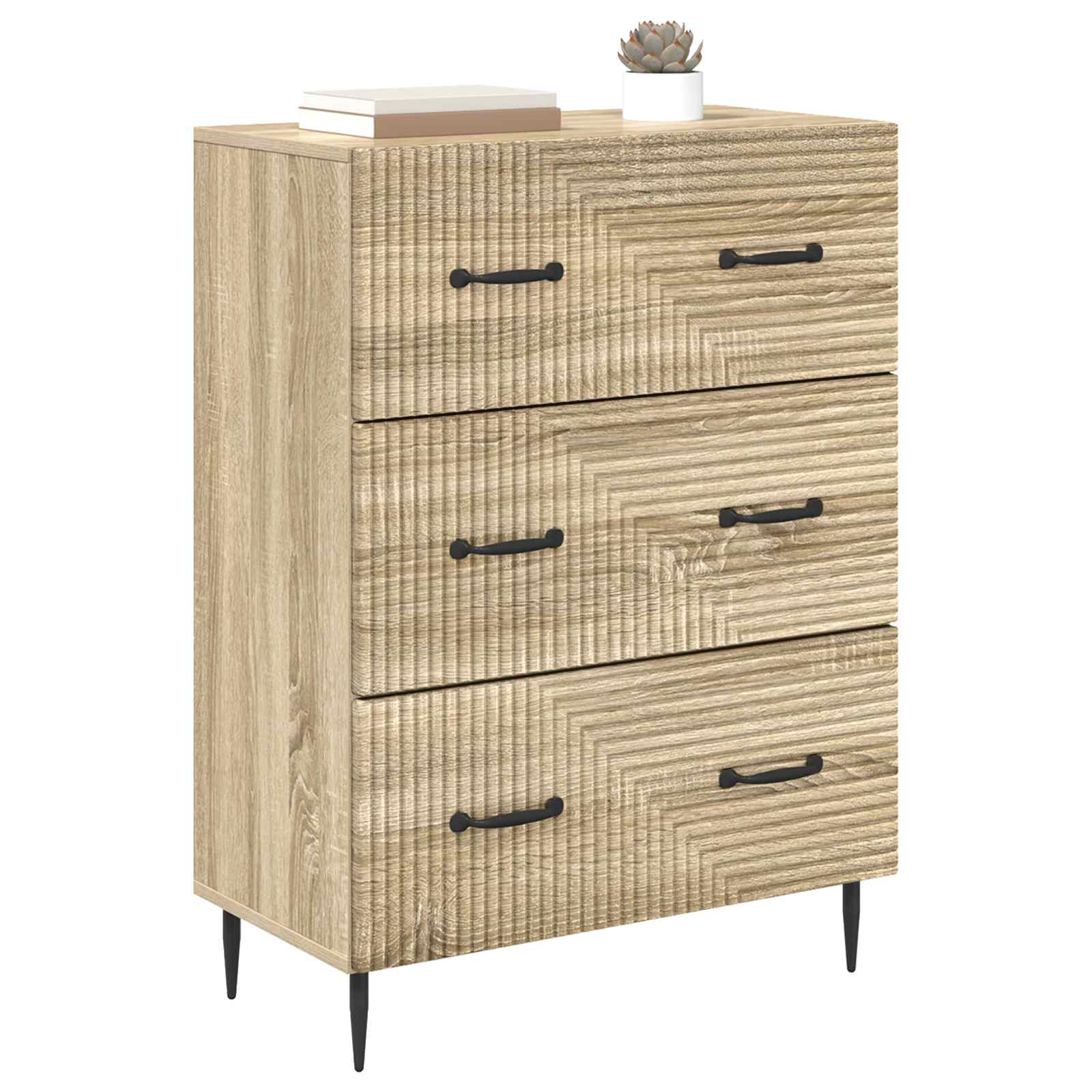 vidaXL Drawer Cabinet Sonoma Oak 66 x 34.5 x 89.5 cm Engineered Wood 3
