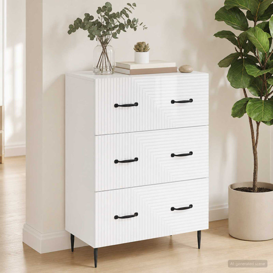 vidaXL Drawer Cabinet High Gloss White 66 x 34.5 x 89.5 cm 1