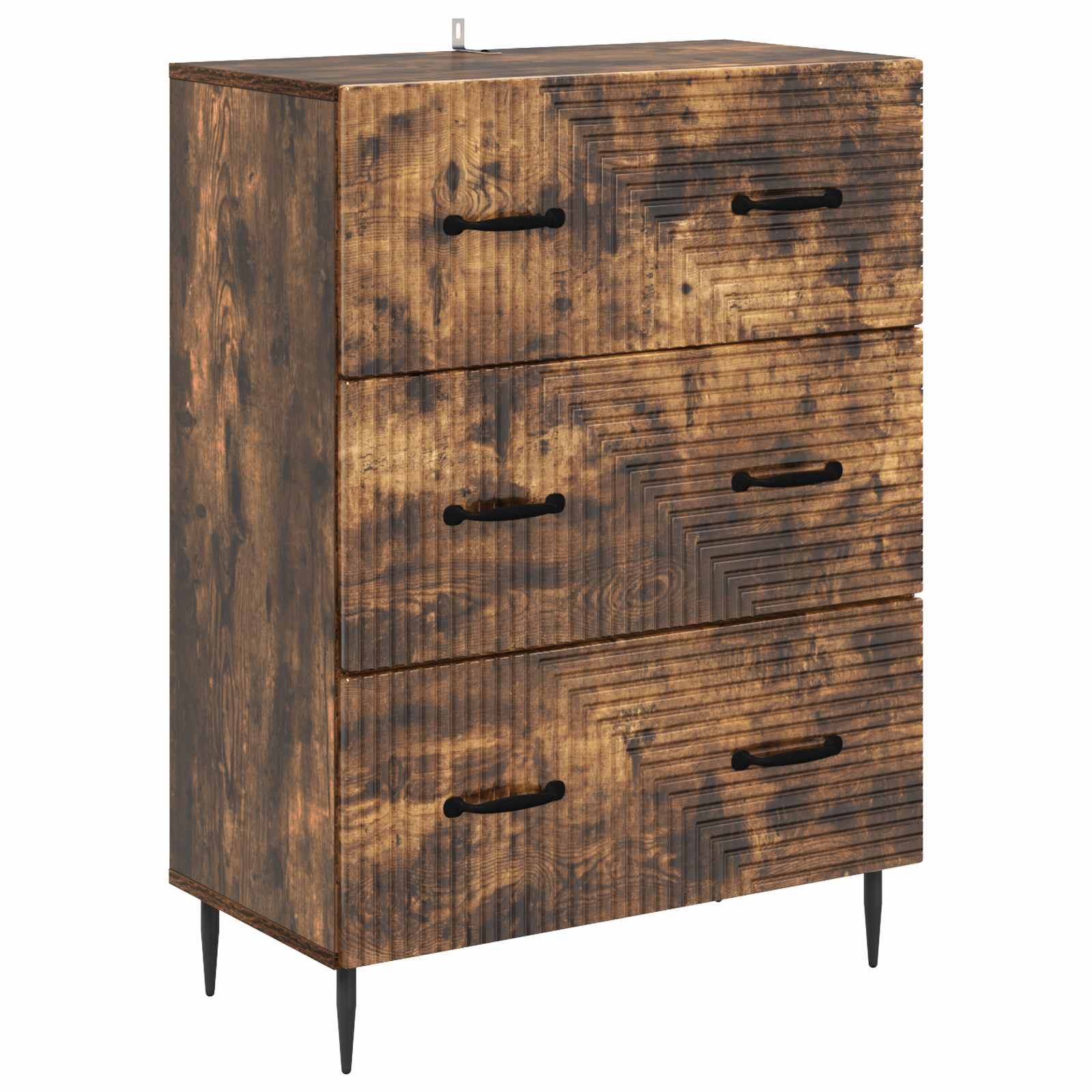 vidaXL Drawer Cabinet Smoked Oak 66 x 34.5 x 89.5 cm Engineered Wood 2
