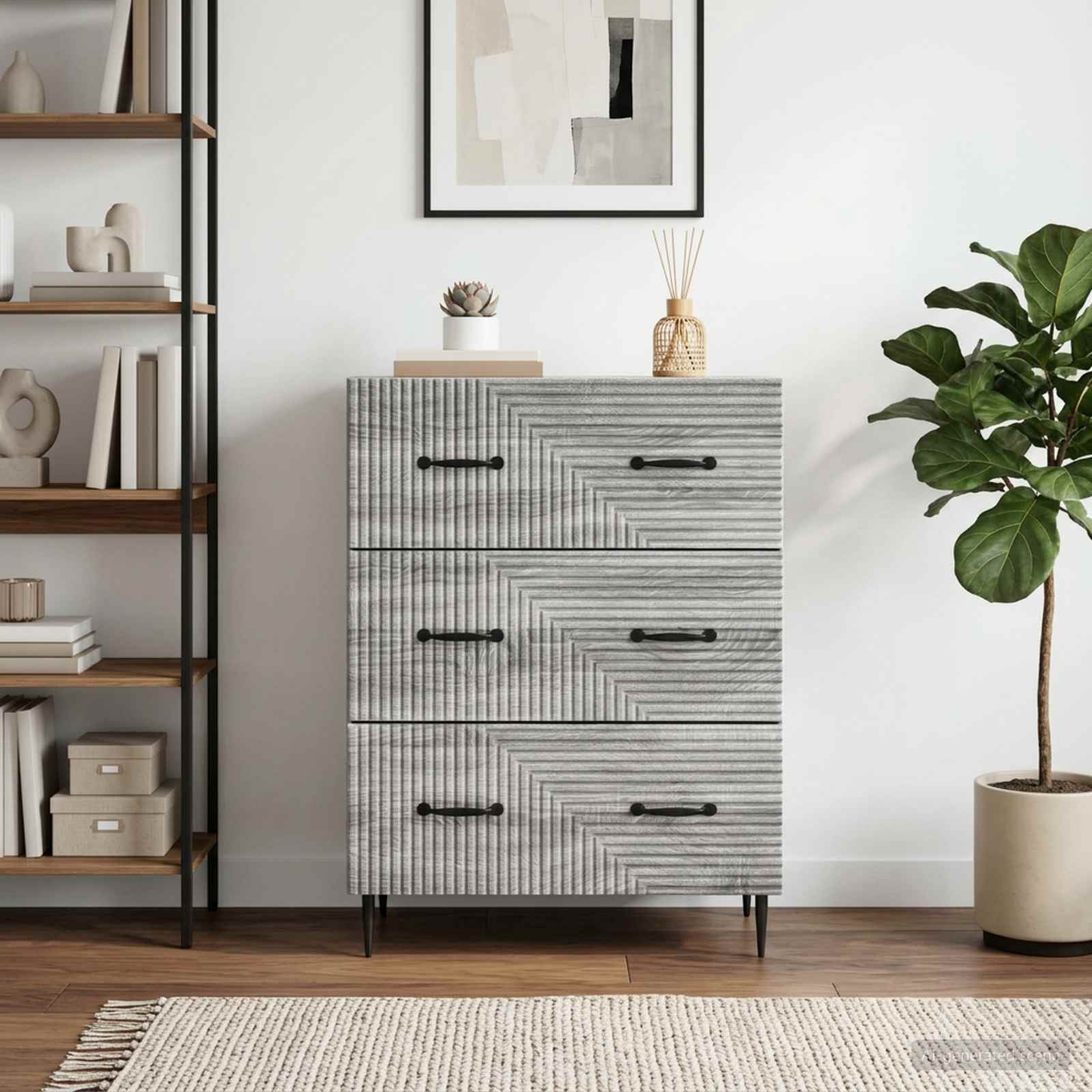 vidaXL Drawer Cabinet Grey Sonoma 66 x 34.5 x 89.5 cm Engineered Wood 1
