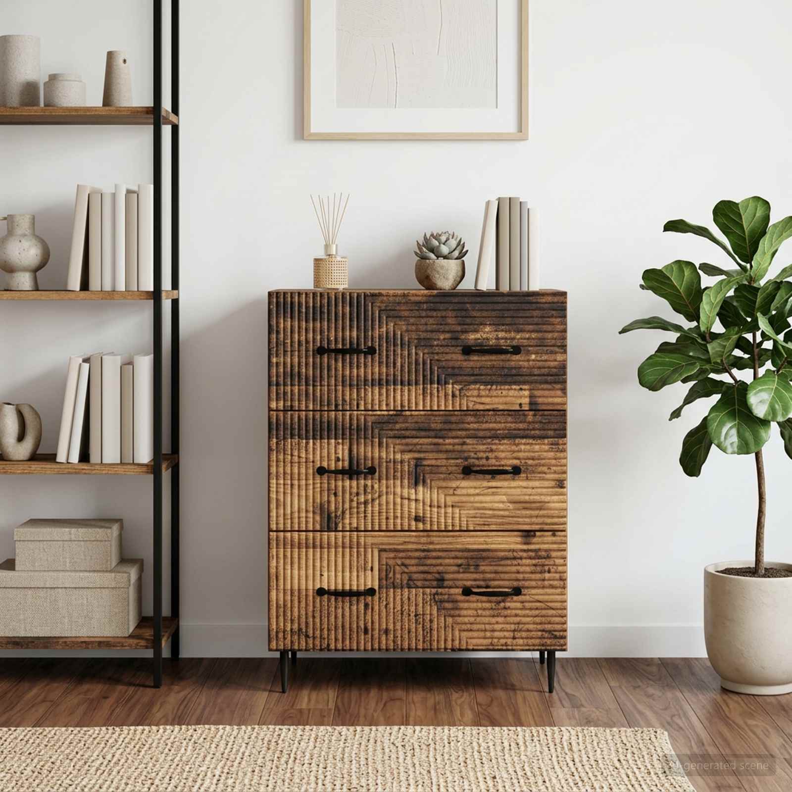 vidaXL Drawer Cabinet Old Wood 66 x 34.5 x 89.5 cm Engineered Wood 1