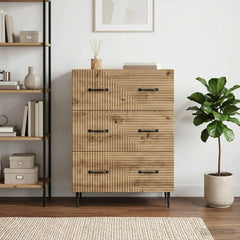 vidaXL Drawer Cabinet 66 x 34.5 x 89.5 cm Engineered Wood Artisan Oak 4