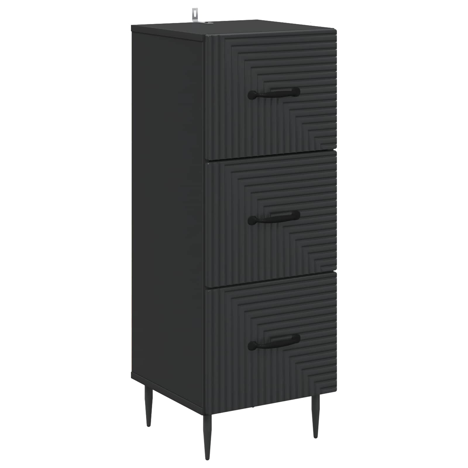 vidaXL Drawer Cabinet Black 33 x 34.5 x 89.5 cm Engineered Wood 2