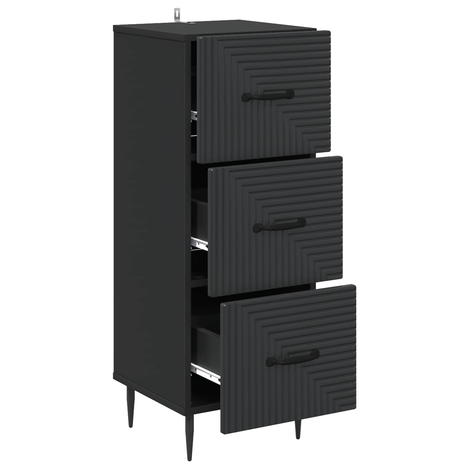 vidaXL Drawer Cabinet Black 33 x 34.5 x 89.5 cm Engineered Wood 5