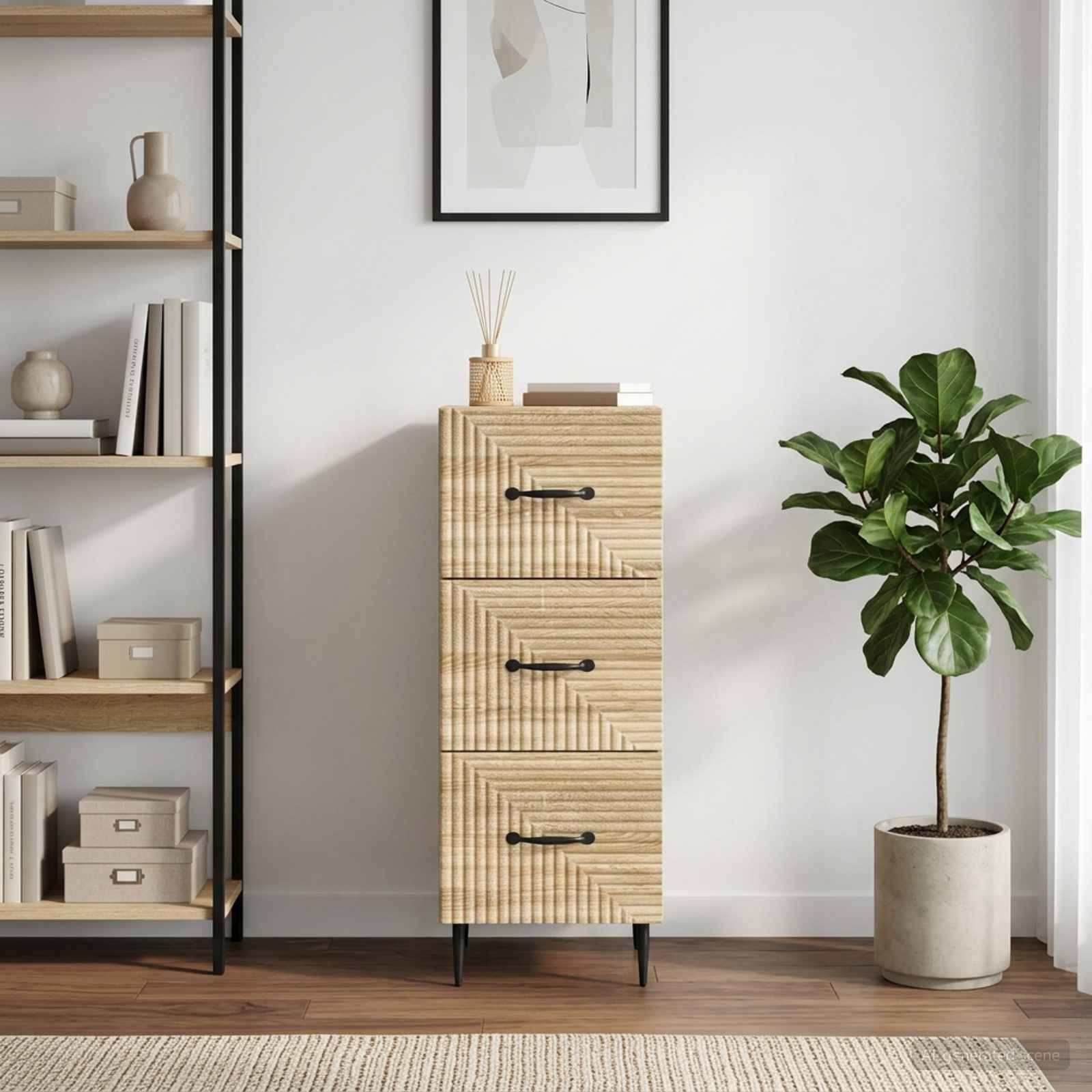 vidaXL Drawer Cabinet Sonoma Oak 33 x 34.5 x 89.5 cm Engineered Wood 1