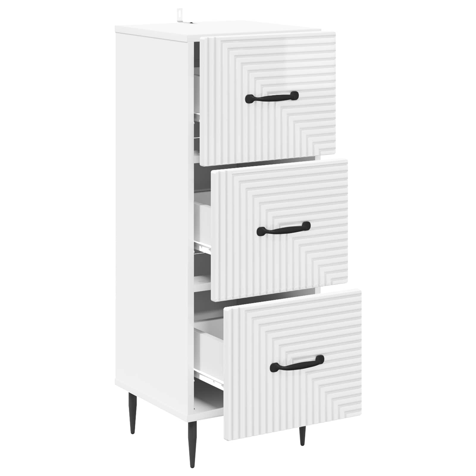 vidaXL Drawer Cabinet High Gloss White 33 x 34.5 x 89.5 cm 5