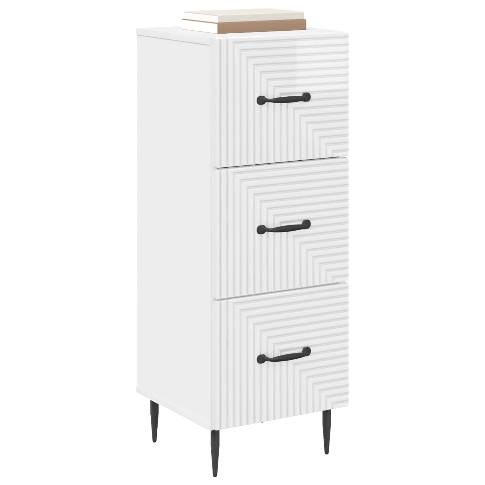 vidaXL Drawer Cabinet High Gloss White 33 x 34.5 x 89.5 cm 3